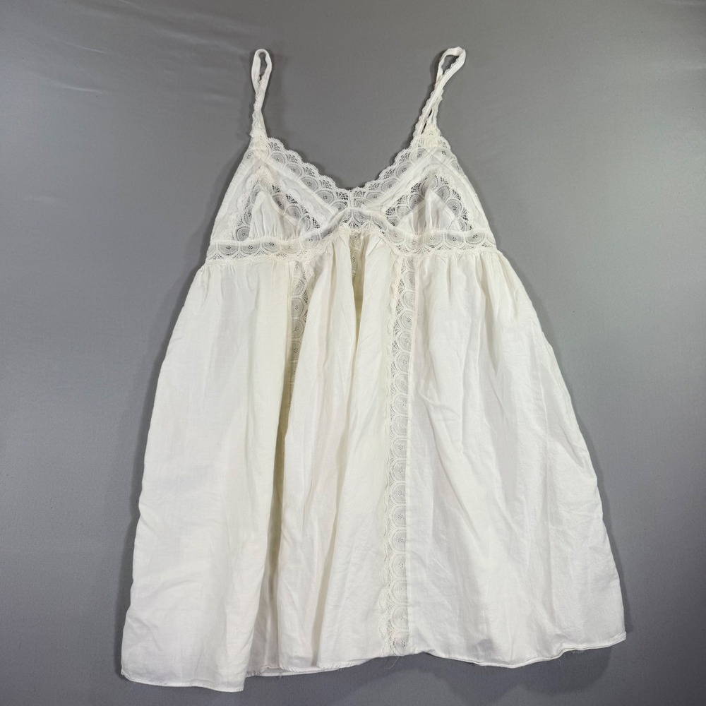 Vintage Victoria's Secret Babydoll Nightgown P/S White Lace Cotton Ethereal